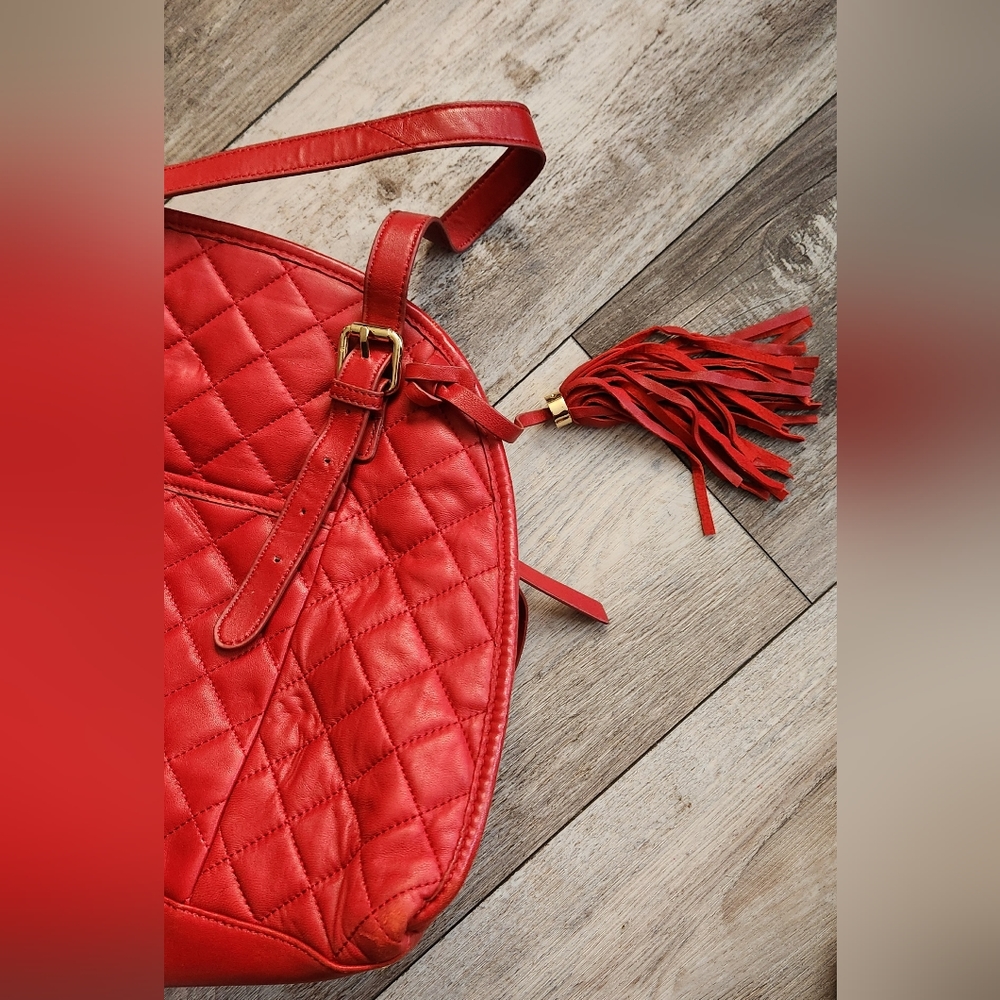 genuine leather isaac mizrahi purse red zulily quilted tote - Picture 6 of 9